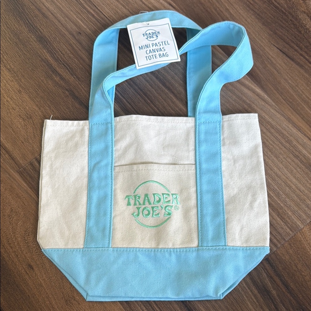 Trader Joe’s Blue and Cream Canvas Tote Bag